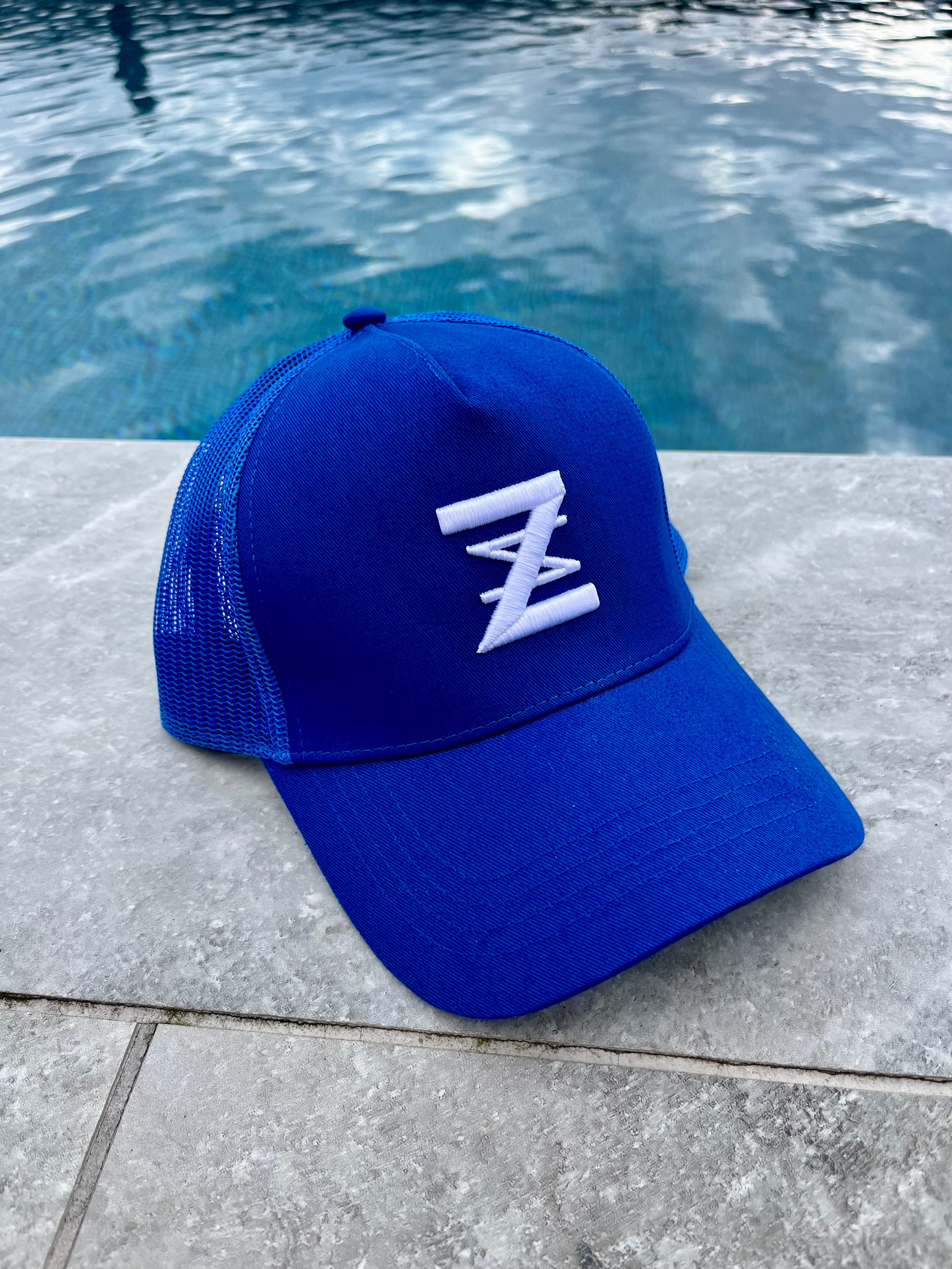 Blue & White logo cap. – zedz.co.uk